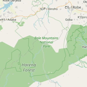 Map of Bale Mountains National Park, Ethiopia